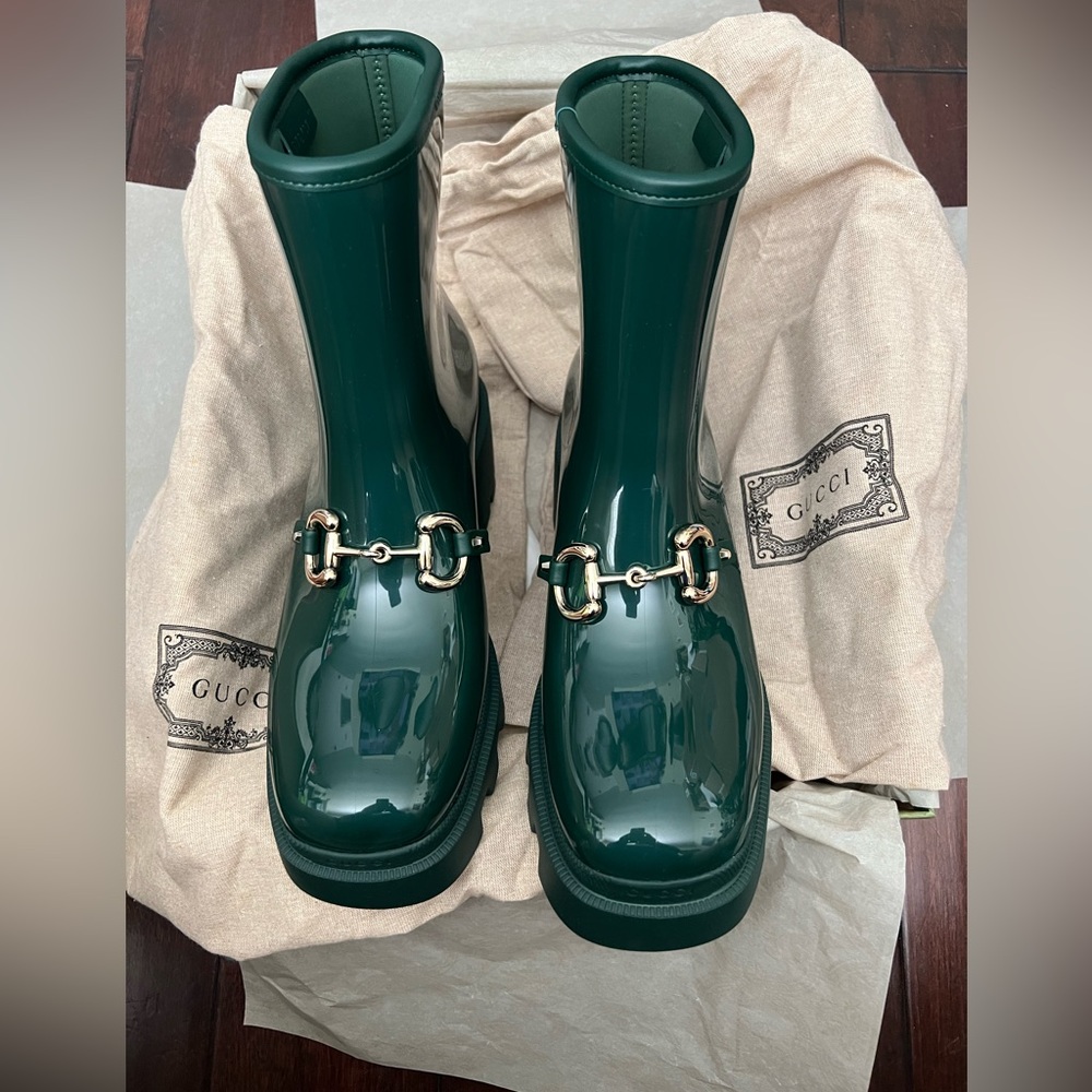 Gucci Heeled Horsebit Rainboots NIB